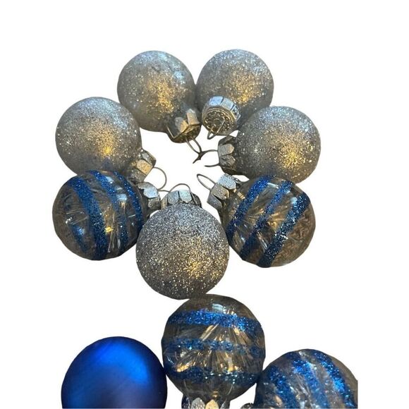 Set of 20 Feather Christmas Tree Hanging Ornaments Blue Clear Silver 2" - Picture 3 of 5